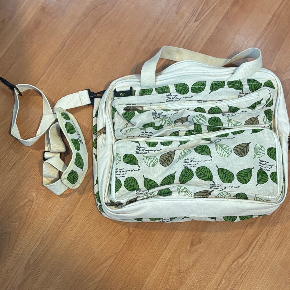 Leaf Print Canvas Bag